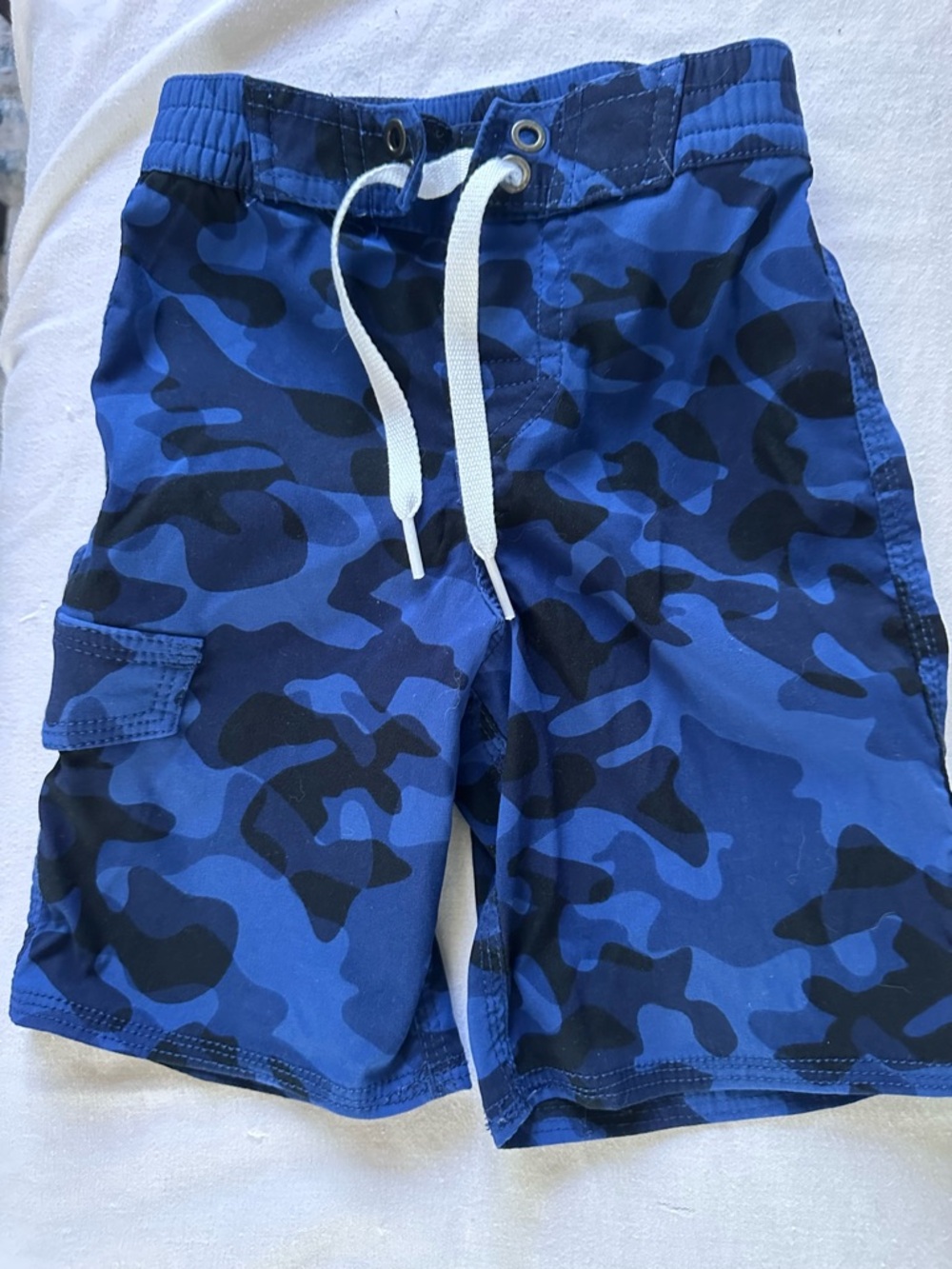 Hanna Andersson Boys Swim Trunks Size 3 Blue Camo Elastic Waist Board Shorts